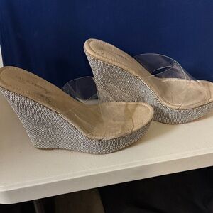 Fashion Nova Glittering Silver Wedges